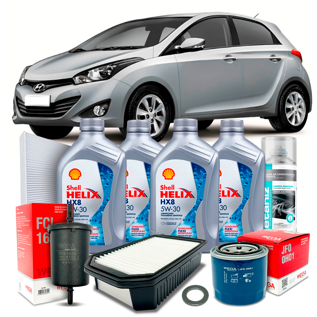 Kit Revisão Troca de Óleo Shell 5w30 Hyundai HB20 1.6 128cv 2012 2013 2014 2015 2016 2017 2018 2019 em Oferta na Shopee