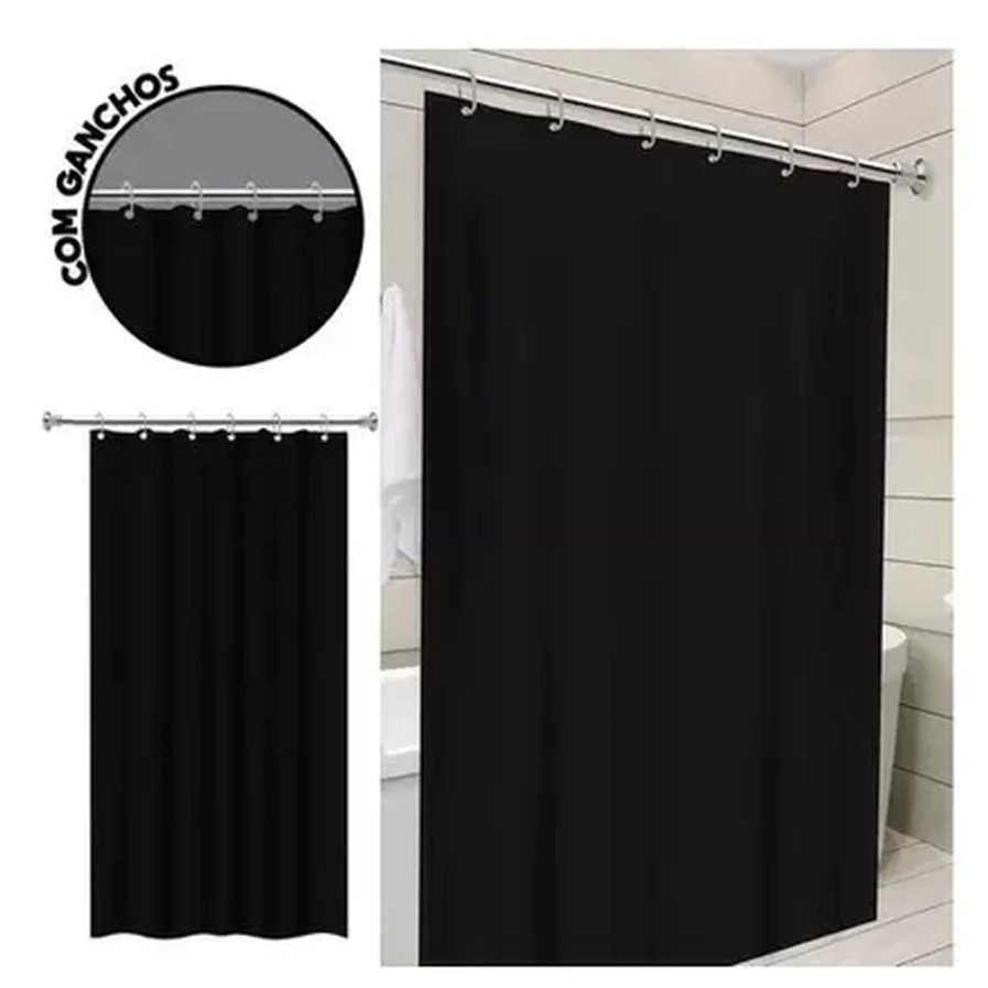 Cortina Para Box Vinil Luxo Lisa Banheiro Moderna Com Ganchos Impermeável Antimofo Alta Qualidade