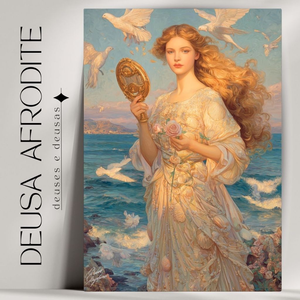 Quadro Decorativo Afrodite Deusa - Mitologia Grega - Bruxaria - Wicca - Já com Fita Adesiva