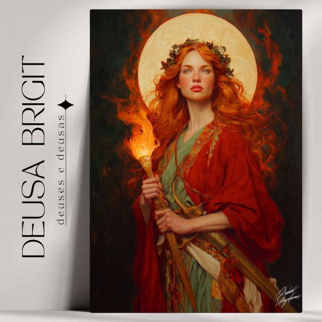 Quadro Decorativo Brigit Deusa - Mitologia Grega - Bruxaria - Wicca - Já com Fita Adesiva