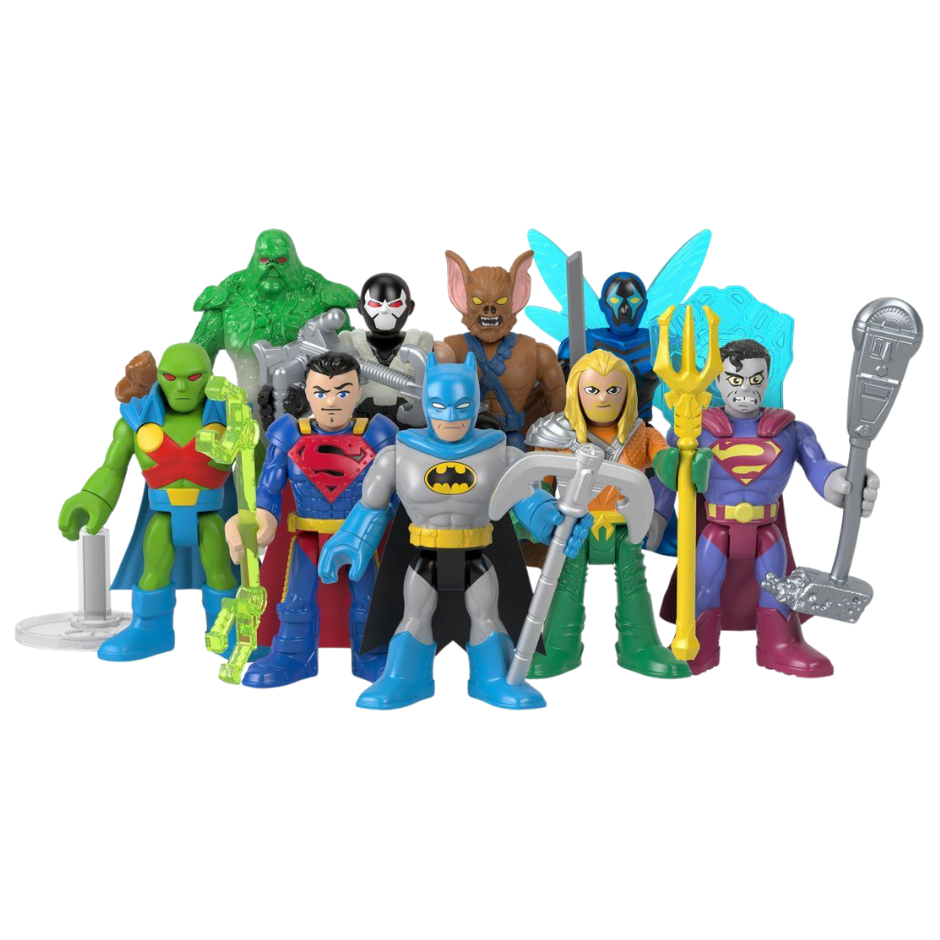 Figuras de Ação Mini Imaginext Super Friends Colecionável 7cm - Morcego Humano, Flash, Aquaman Bane em Oferta na Shopee