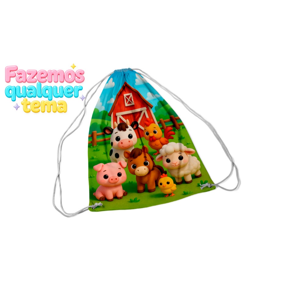 Mochilinha Personalizada Lembrancinha FAZENDINHA #6  - Kit com 10 Unidades todos os temas