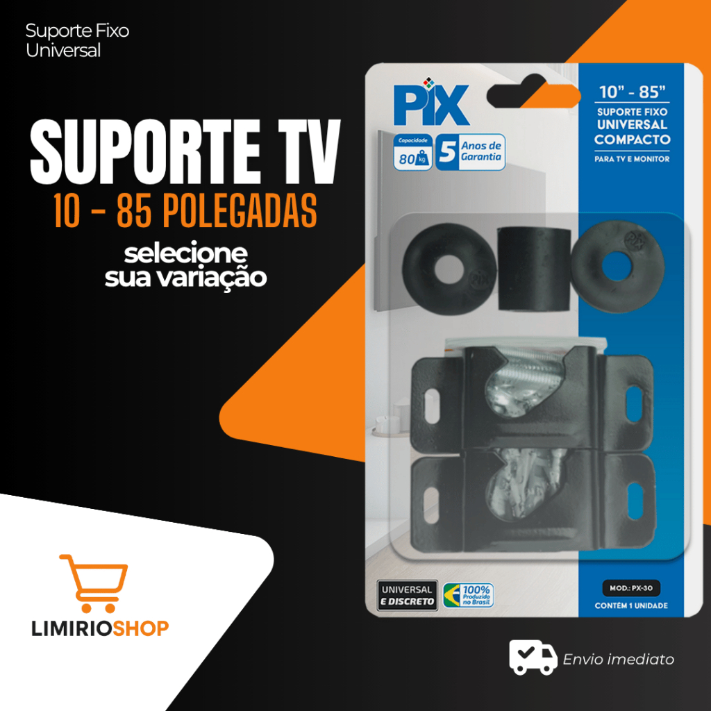 Kit 2 Suportes para Tv Fixo Universal Led Lcd Smart 4K 10 24 32 43 50 55 até 85 Polegadas Parede