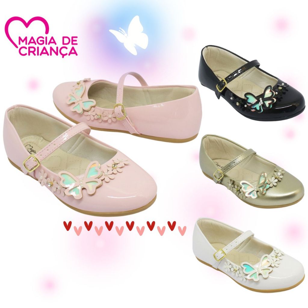 Sapatilha Infantil Menina Boneca Confortável Batizado Casamento Daminha Borboleta Flor Verniz Pérola em Oferta na Shopee