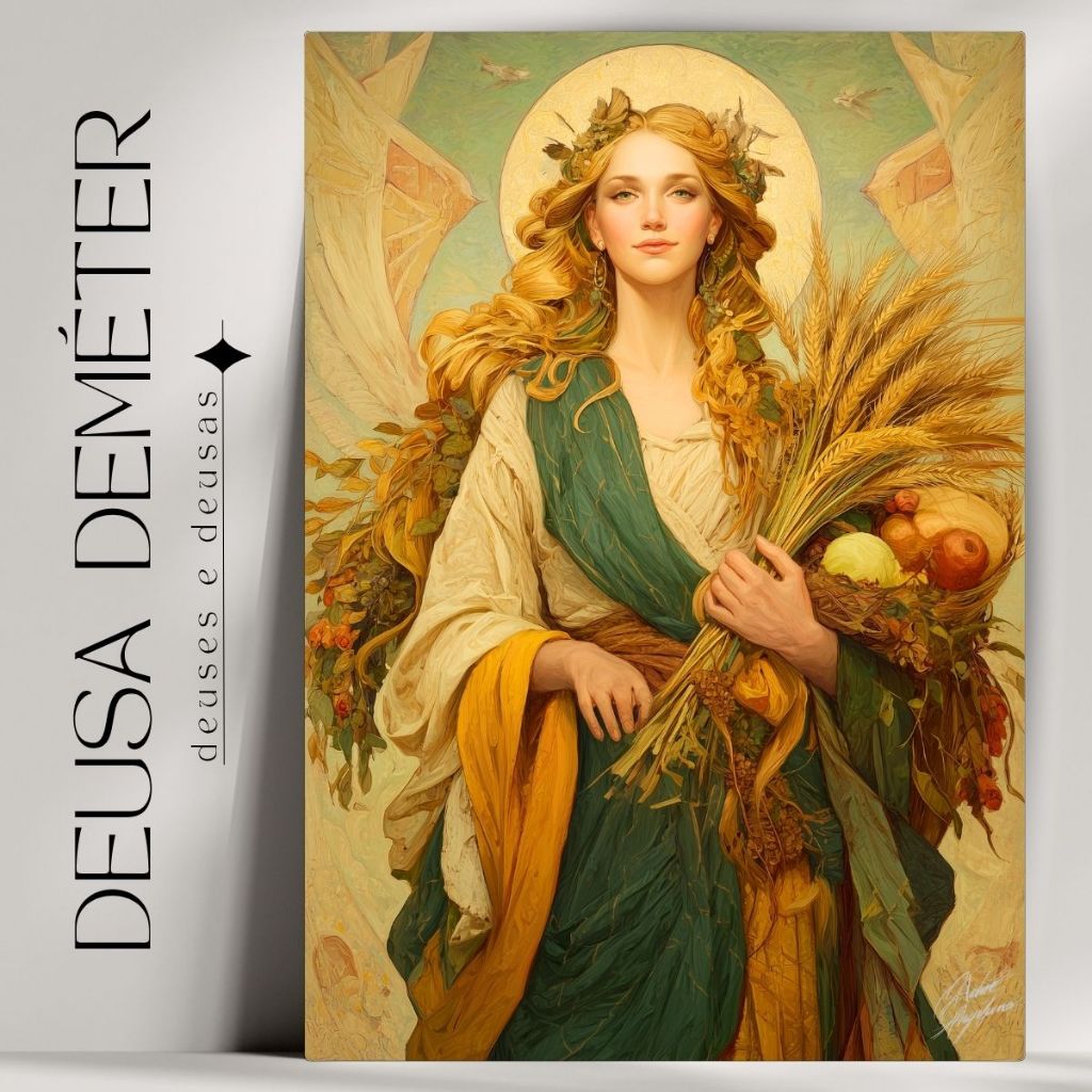 Quadro Decorativo Deméter Deusa - Mitologia Grega - Bruxaria - Wicca - Já com Fita Adesiva