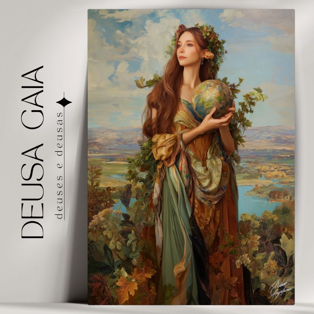 Quadro Decorativo Gaia Deusa - Mitologia Grega - Bruxaria - Wicca - Já com Fita Adesiva