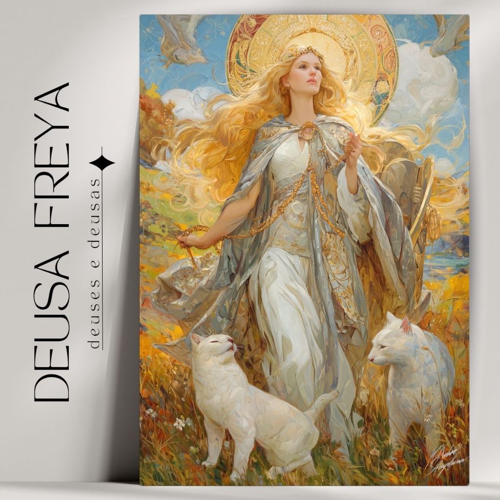 Quadro Decorativo Freya Deusa - Mitologia Grega - Bruxaria - Wicca - Já com Fita Adesiva