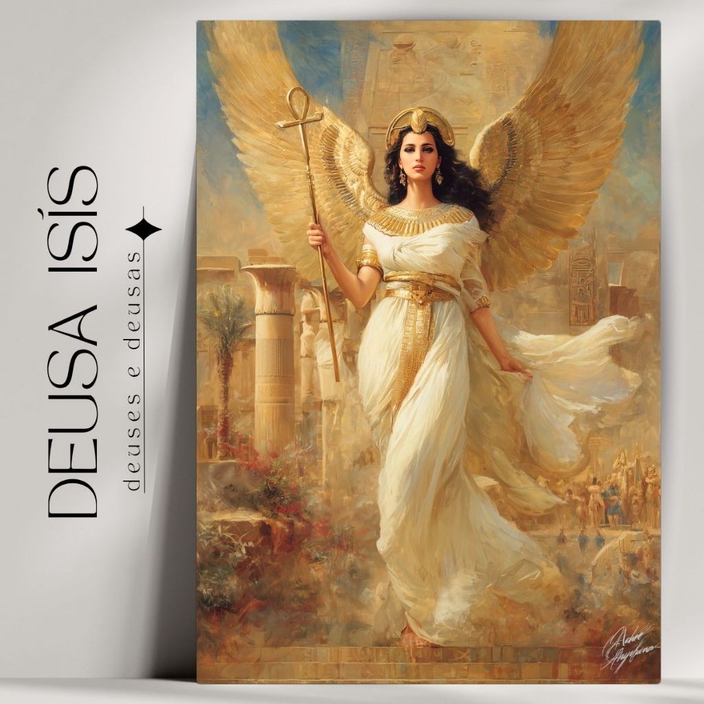 Quadro Decorativo Isís Deusa - Mitologia Grega - Bruxaria - Wicca - Já com Fita Adesiva