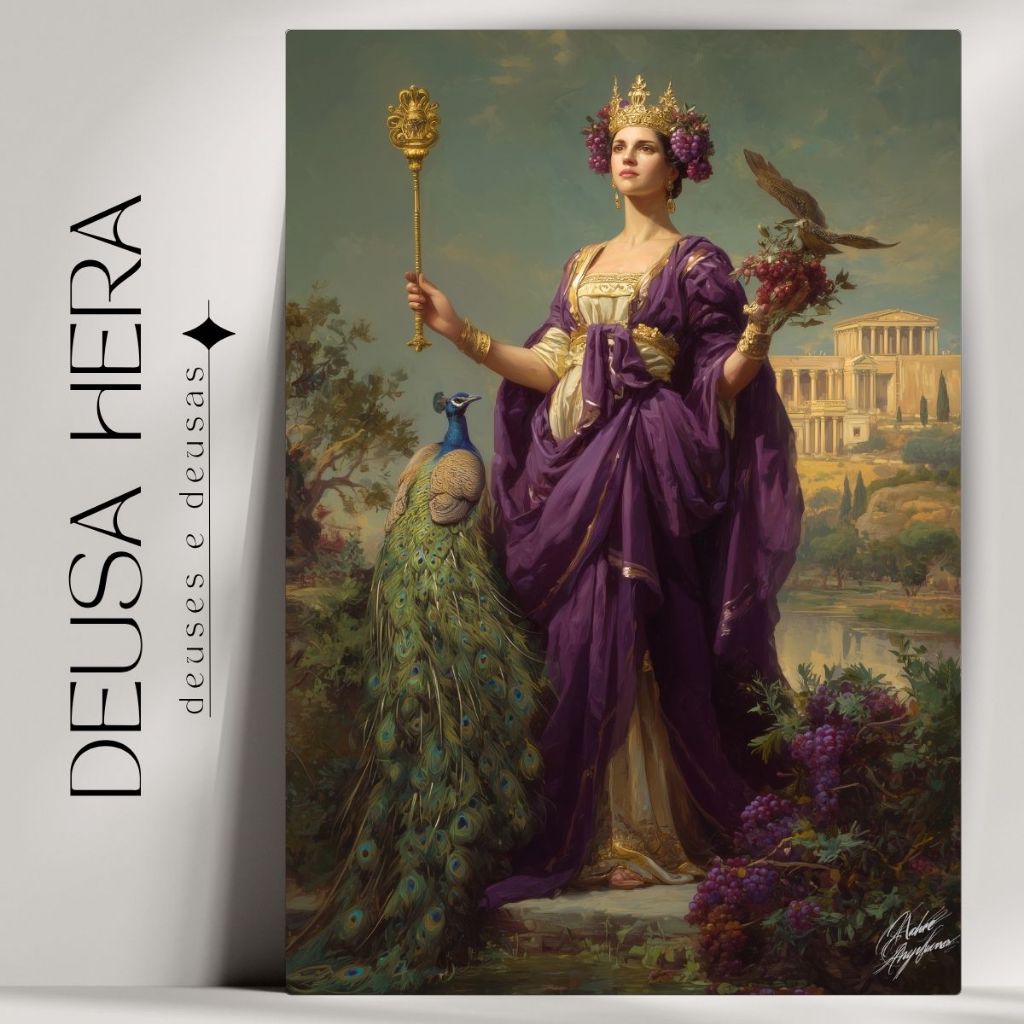 Quadro Decorativo Hera Deusa - Mitologia Grega - Bruxaria - Wicca - Já com Fita Adesiva