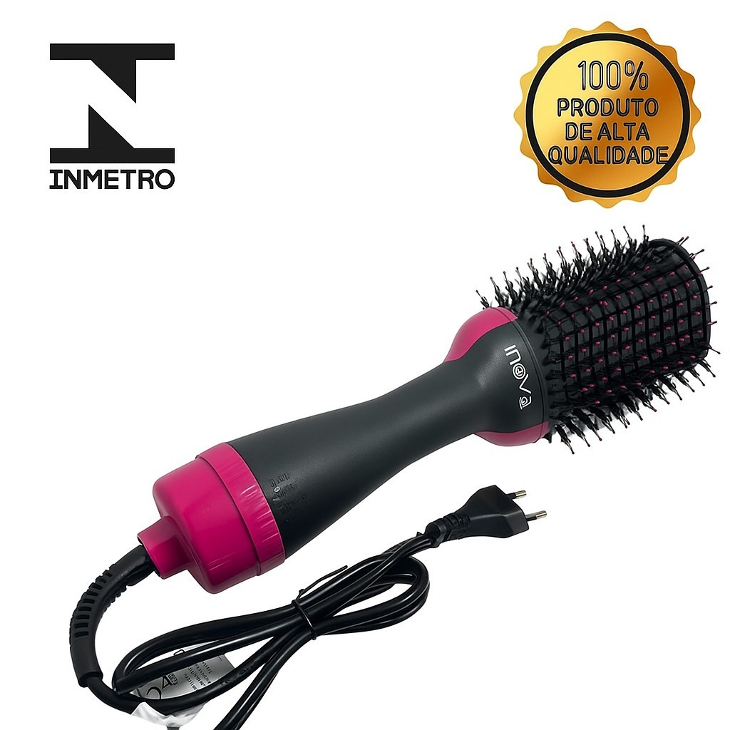 Escova Secadora Alisadora Elétrica Quente - 3 em 1 seca, alisa e modela os cabelo - SKU-134
