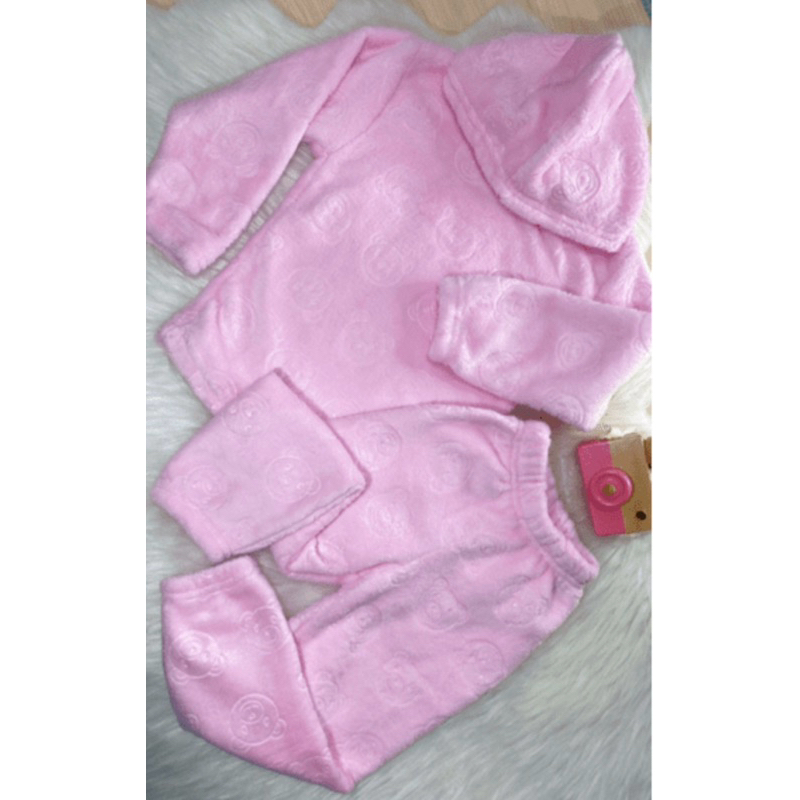 Pijama Conjunto de Frio Moleton Infantil Menina Bebê Blusa Manga Longa Calça Peluciada Térmica Plush Flacee Carters