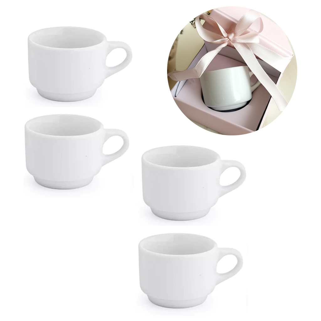 Kit Com 04 Xícaras Caneca De Porcelana 150ml Café Chá Chocolate Quente Alta Durabilidade