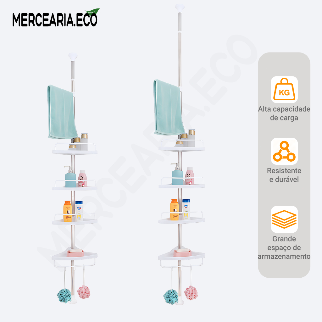 Organizador de cantoneira de banheiro de 2.6/3.2 metros, mantém tudo organizado em Oferta na Shopee