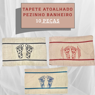 Kit Jogo De Tapete Atoalhado Pezinho Banheiro Com 10 Unidades 45x68 Cores Vivas 100% Algodão Atacado