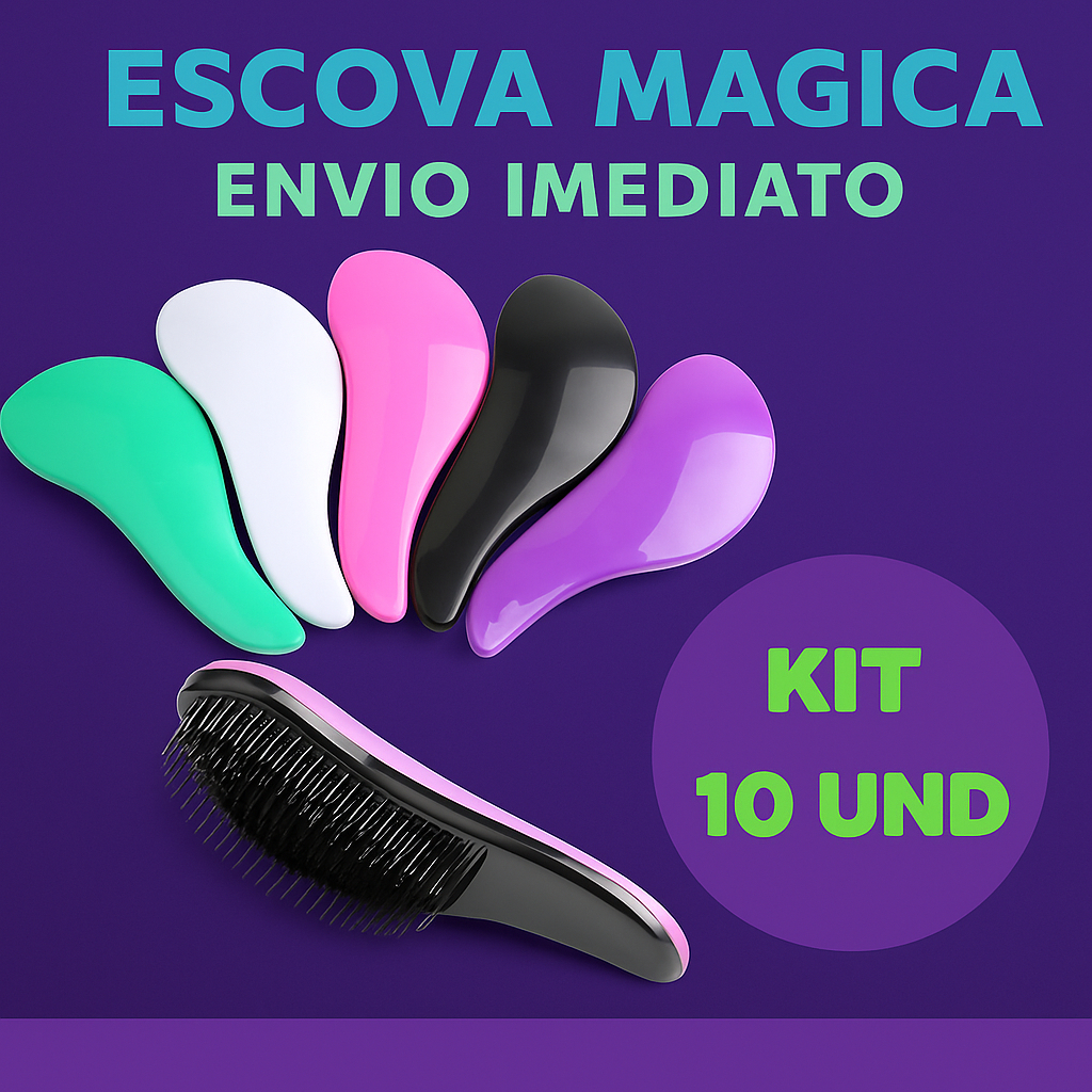Kit 10 Escovas Anti Frizz – Desembaraço Fácil, Sem Dor e com Cores Sortidas