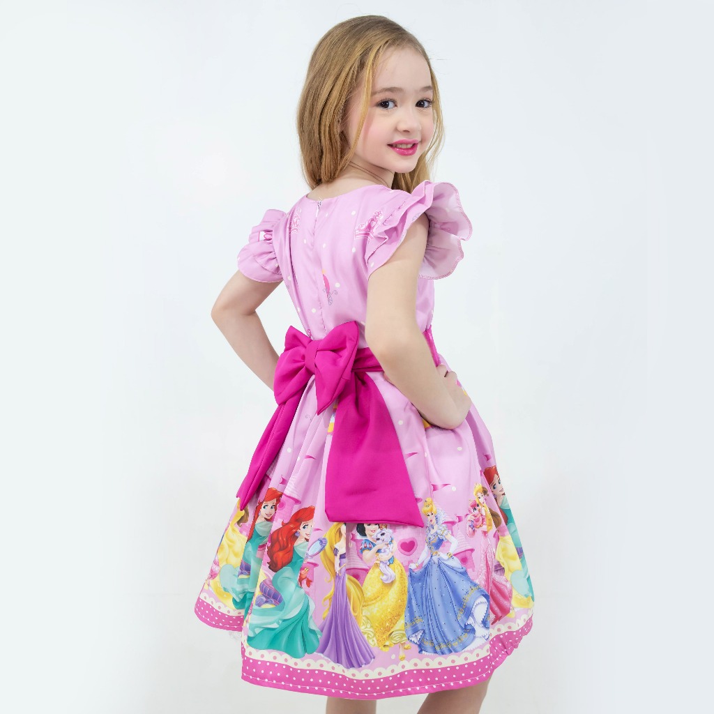 Vestido Tematico Princesas Aniversário em Oferta na Shopee