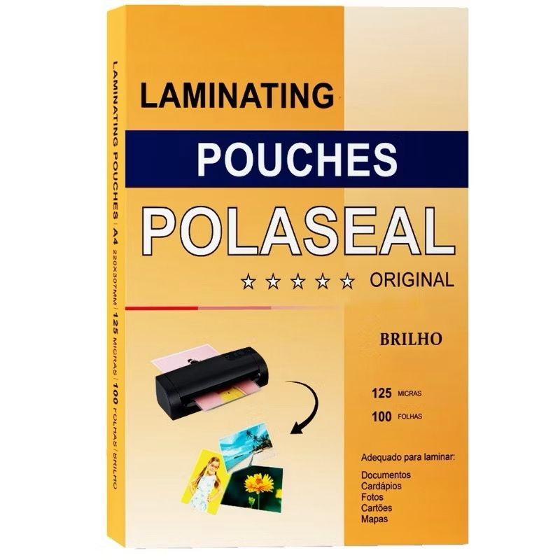 Polaseal Plastico Para Plastificacão 100 Folhas Com Brilho