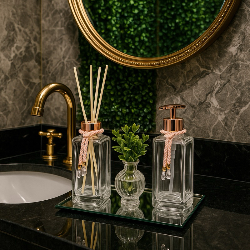 Kit Lavabo Paris 250ml Difusor Aromatizador de Ambiente e Saboneteira Luxo c/ 2 Peças em Oferta na Shopee