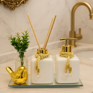 Kit Lavabo Banheiro Pet Com Vasinho de Flor Bandeja e Passarinho em Oferta na Shopee