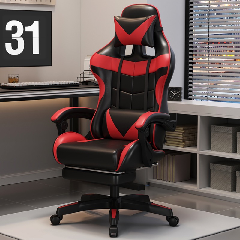 Cadeira Gamer Ergonômica Reclinável com Rodinhas e Apoio p/ Pés - Confortável -F19