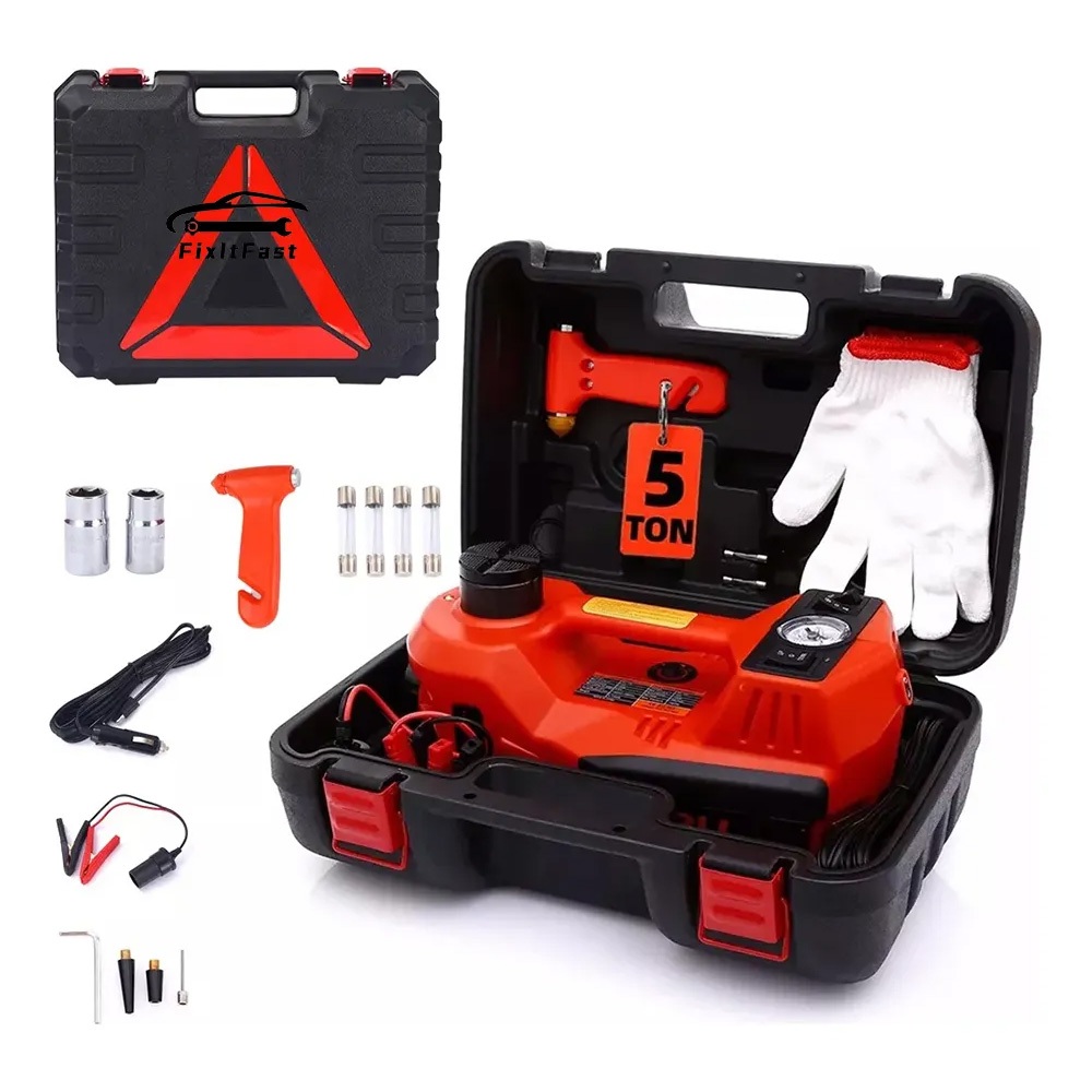 Macaco Hidráulico Elétrico Fixitfast 5t 12v E Bomba Inflável em Oferta na Shopee