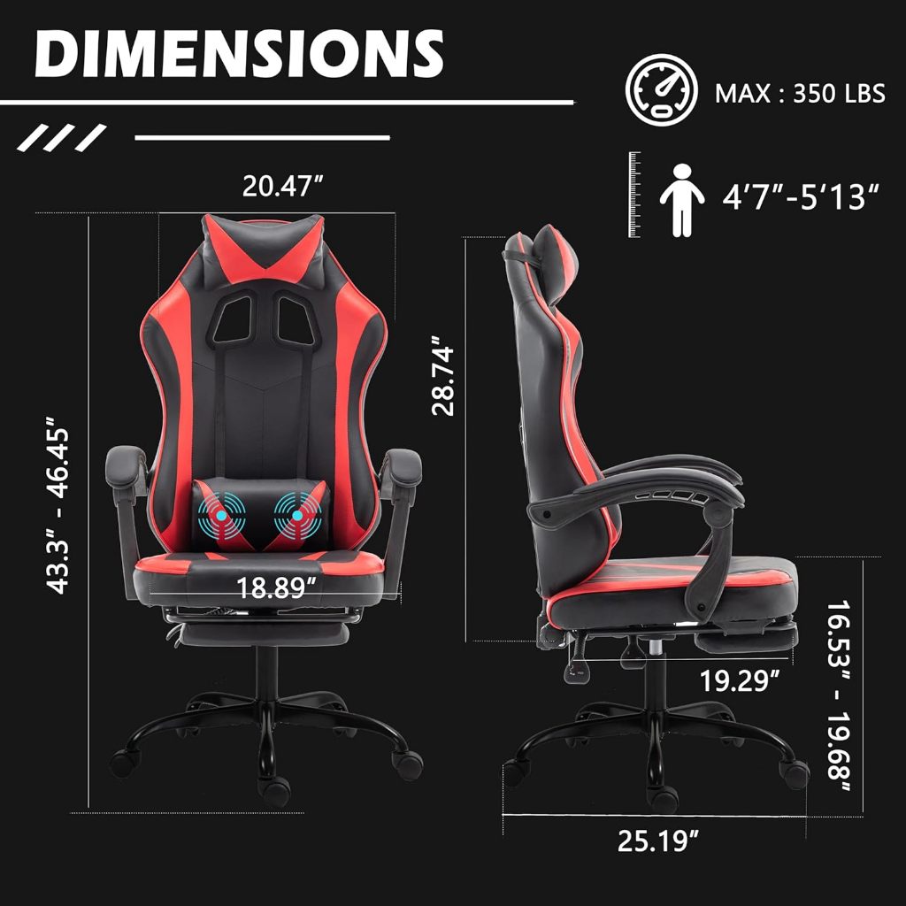 Cadeira de E-Sports: Reclina 180° Apoios Lumbar/Cabeça/Couro Cadeira Gamer Premium Escritório-F19