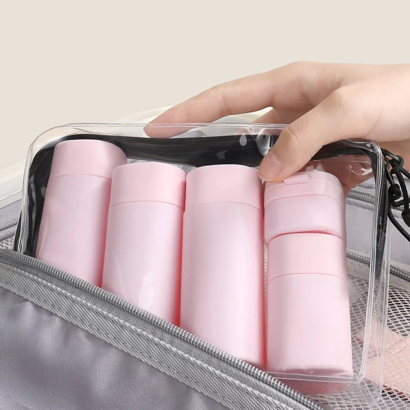 Kit 5 Frascos Viagem Shampoo Creme Sabonete Cuidados Pessoais