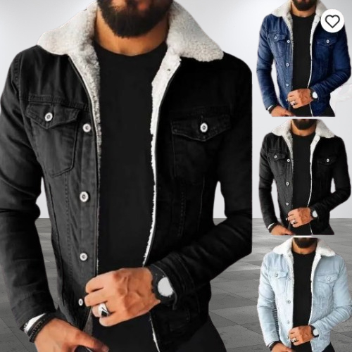 Jaqueta Jeans Masculina Forrada Inverno Quente e Estiloso