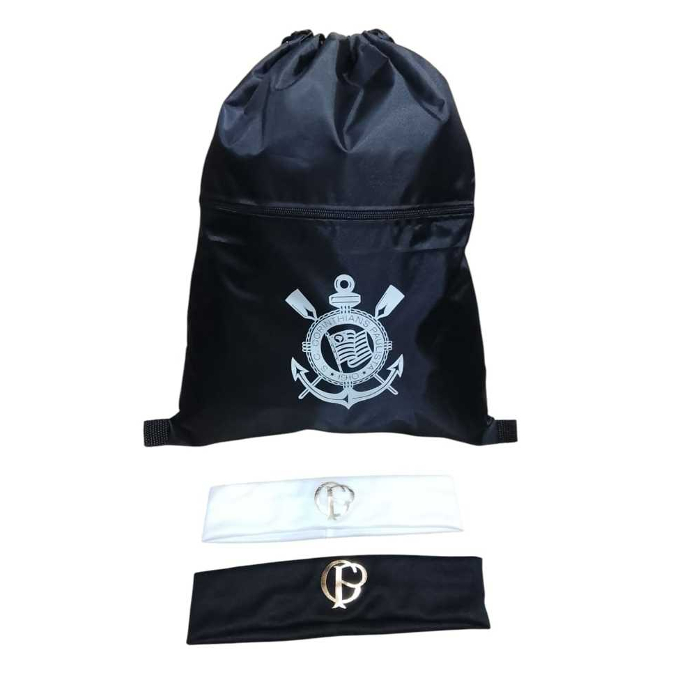 KIT 2 FAIXAS TESTERAS PRETA  Y BANCA MAIS   MOCHILA SACO PORTA CHUTEIRA