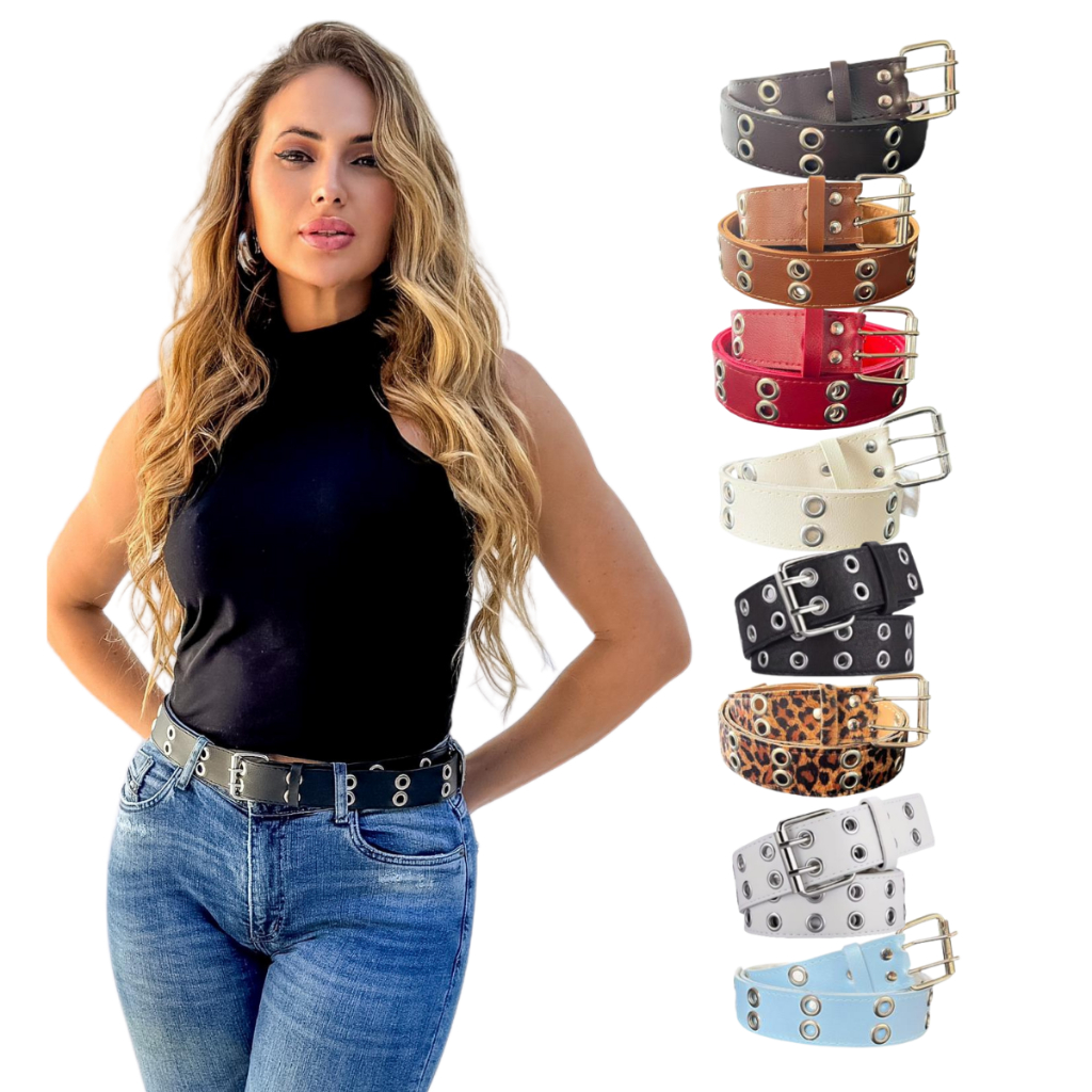 Cinto Feminino e masculino Unissex Punk Rock Ilhós 4cm Largo - Wendy