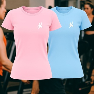 KIT COM 2 CAMISETA FEMININA DRY FIT PLUS ACADEMIA,SPORT, TREINO(BABY LOOK) em Oferta na Shopee