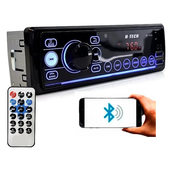 Rádio Aparelho de Som H-Tech Bluetooth USB AM FM Com Controle Saída de Som Forte
