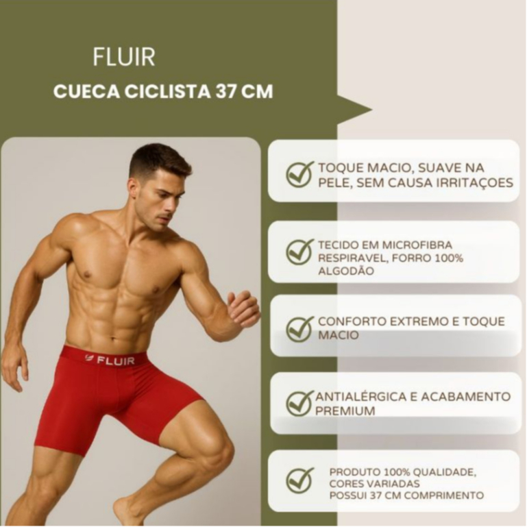 Kit 10, 5 ou 3 Cuecas Ciclista Long Leg Microfibra