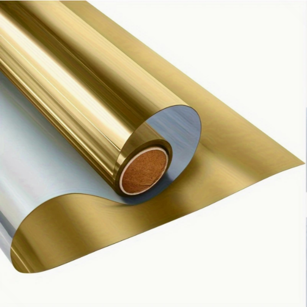 Película Prata espelhada  de 1m x 1 a 4 metros modelo Prata Ouro, vidros, box, blindex,.