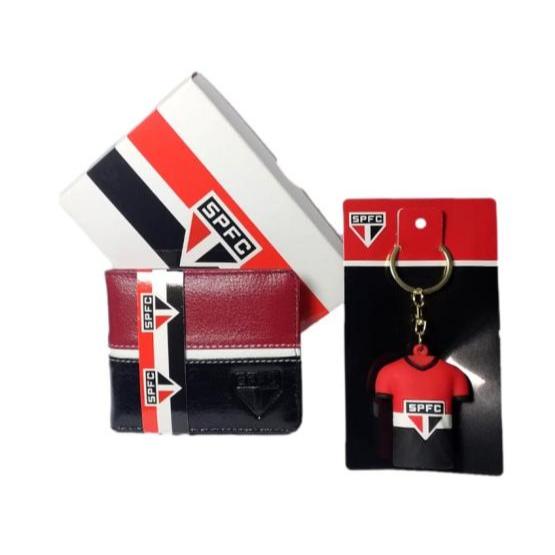 Kit Mini Carteira São Paulo Couro Legítimo Original+ Chaveiro