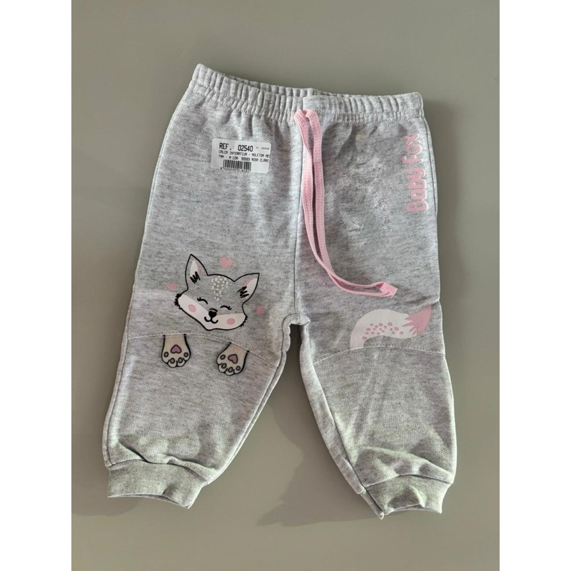 Calça moletom  mescla interativa flanelada bebê meninas PMG
