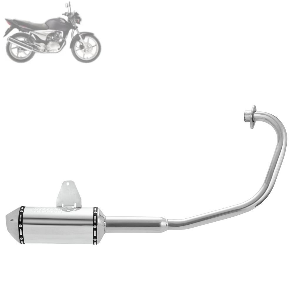 Escapamento Escape Moto Pro Tork Mini 3 Stamp Titan 150 Sport 2005 - 2007 2008 Cromado Ponteira