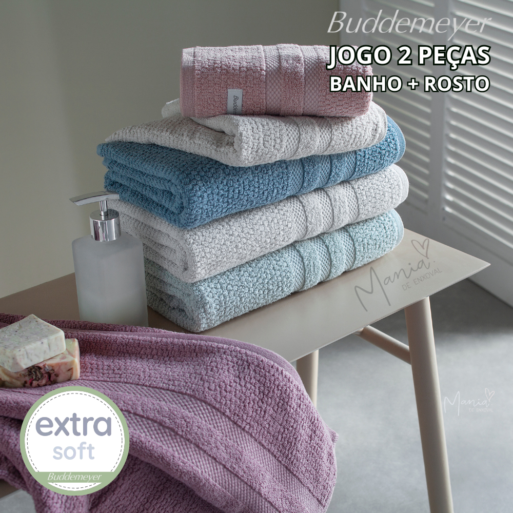 Jogo De Toalha De Banho Buddemeyer 100% Algodão 2 Peças Extra Soft 410 g/m² Banho E Rosto - Home & Living