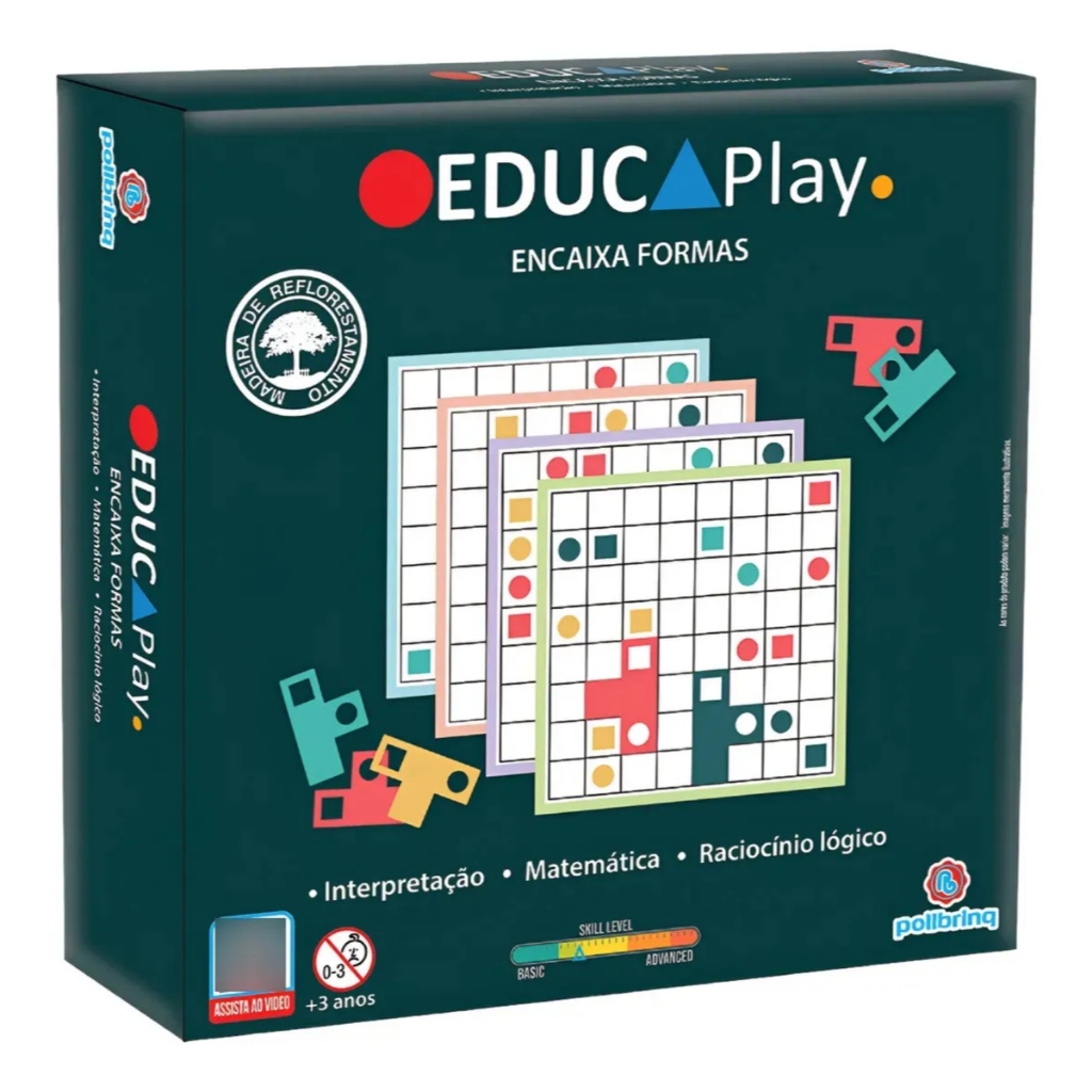 Jogo De Madeira Educativo Encaixa Formas - Polibrinq