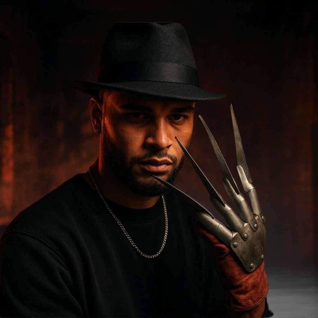 Kit Fantasia Freddy Krueger Chapéu e Luva Premium Halloween Terror Assassino Hora do Pesadelo