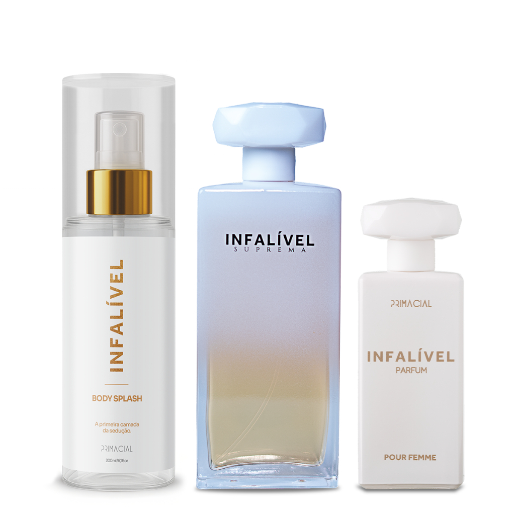Kit Infalível Suprema 100ml + Infalível Pour Femme 50ml + Body Splash 200ml - Fragrância Fresca com Notas de Jasmin