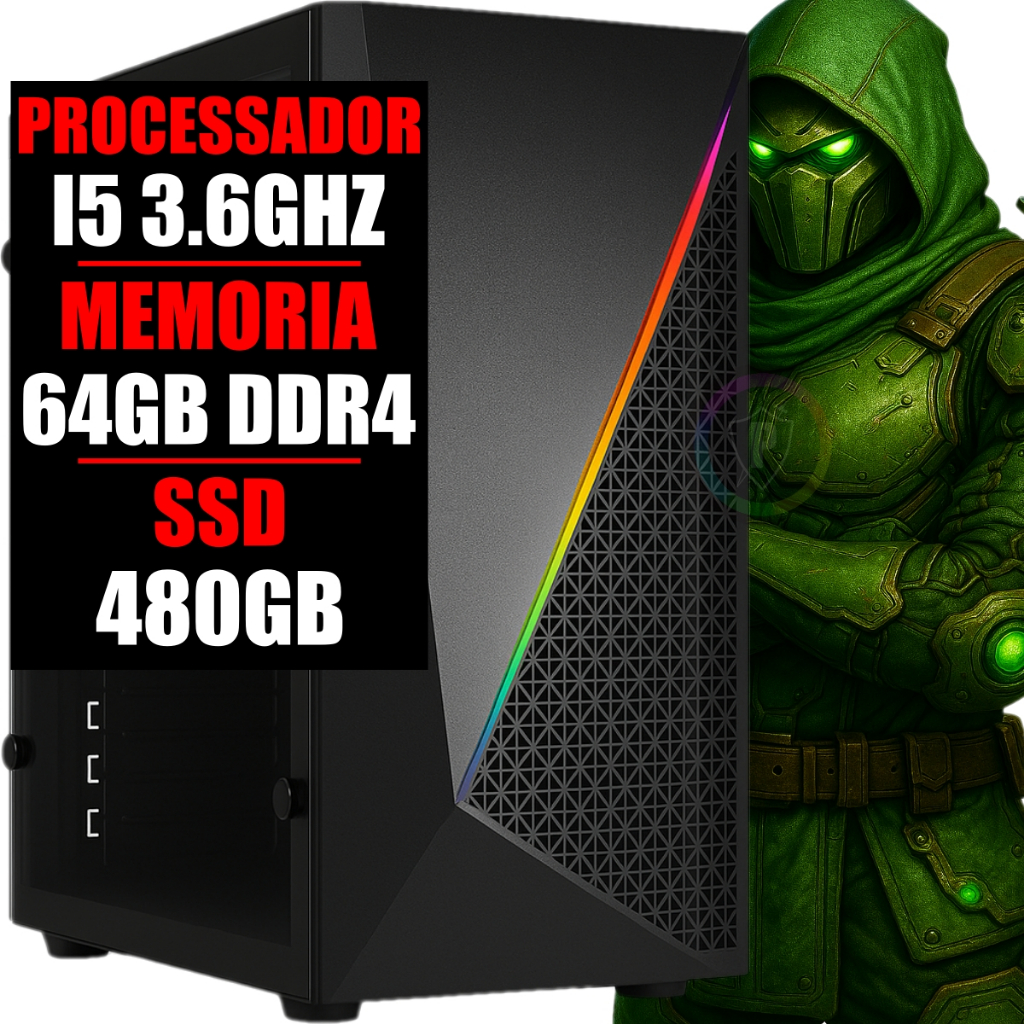 Cpu Computador DDR4 Gamer Intel I5 6 Geração / 64Gb Ram / Ssd 480GB