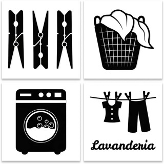 Quadros Decorativos Lavanderia Área de Serviço 20x20 Mosaico Sala Quarto Escritório Premium Luxo em Oferta na Shopee