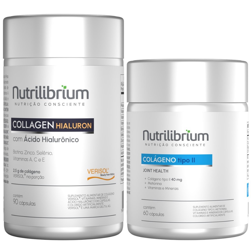 Kit Colágeno Verisol Tipo 1 90 Caps + Colágeno Tipo 2 60 Caps Nutrilibrium - Health
