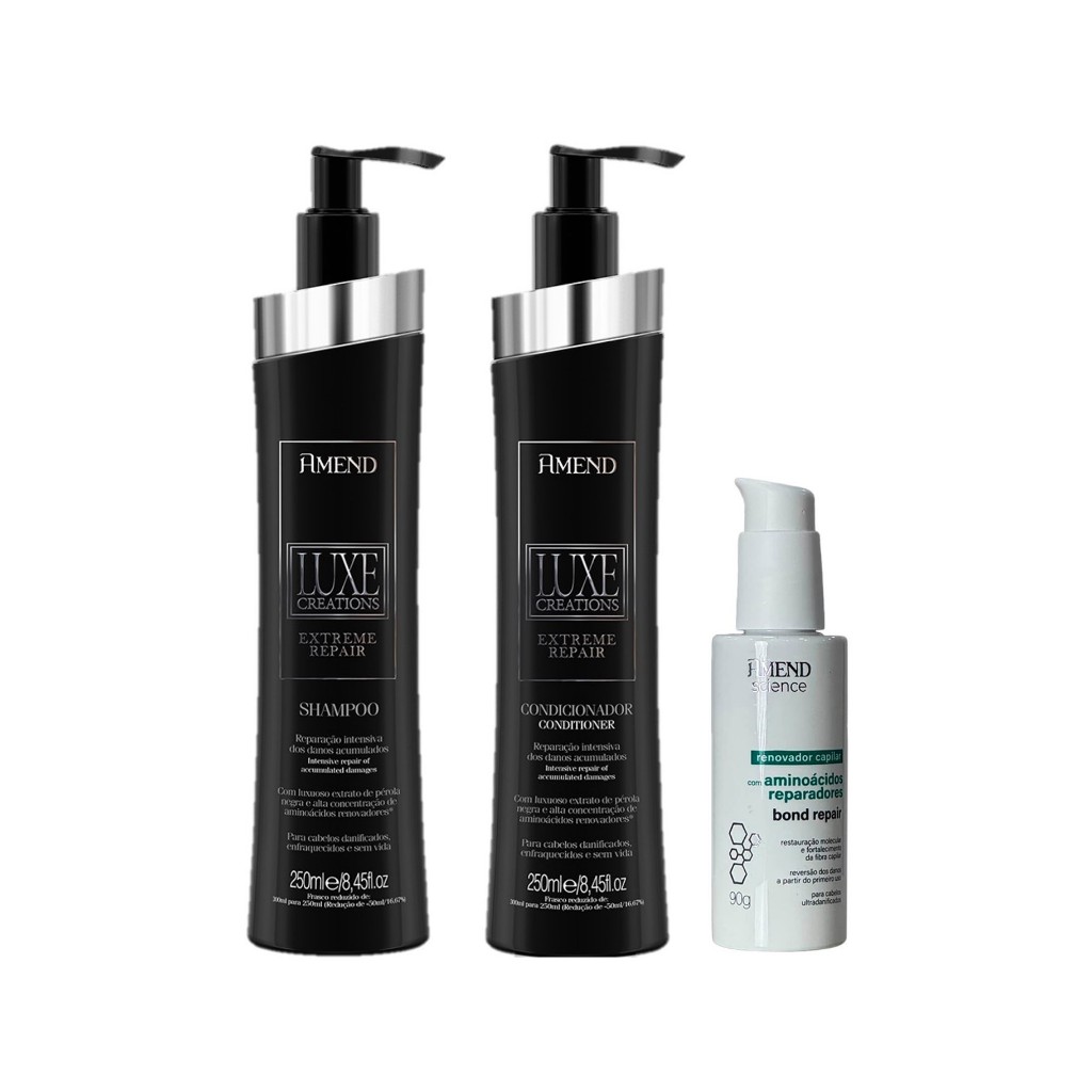 Amend Kit Luxe Extreme Repair Sh. e Cond. 250ml + Renovador Capilar 90g em Oferta na Shopee