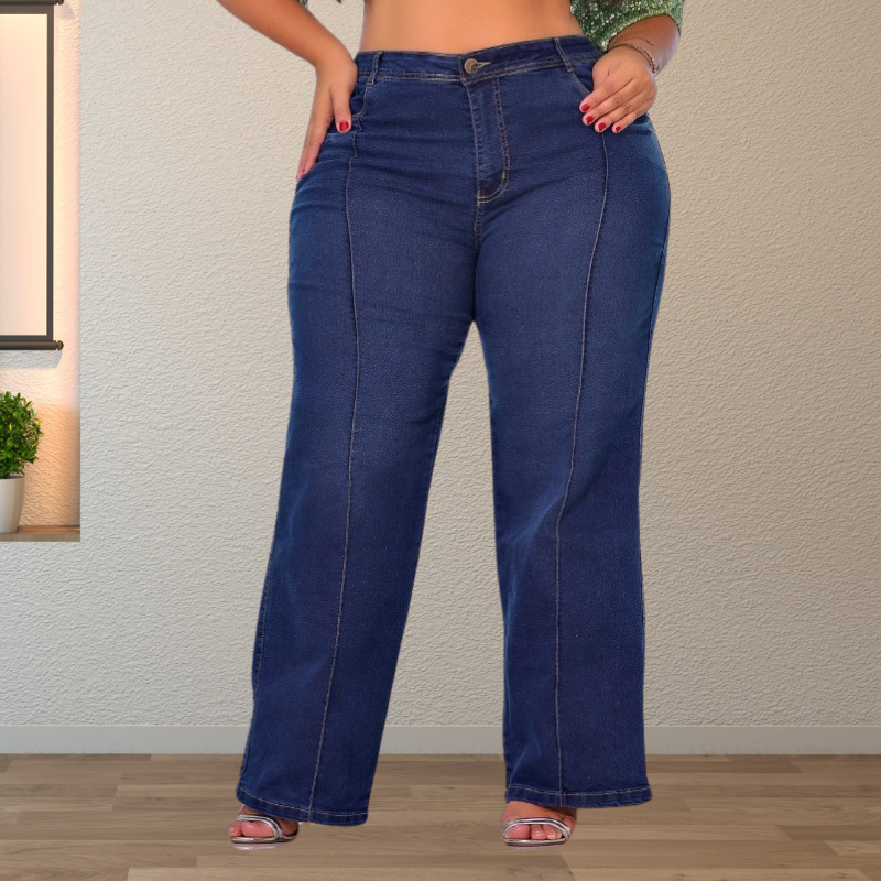 Calça Jeans Flare Plus Size Wide Leggin Com Lycra Retrô Premium em Oferta na Shopee