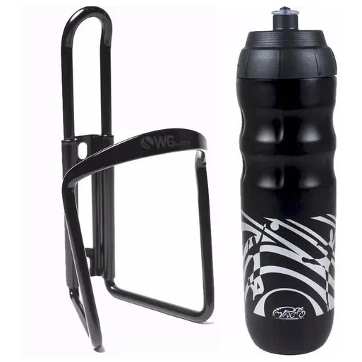 Kit Suporte de Caramanhola Com Garrafa Térmica 550ml Preta C/ Parafusos P/ Bike Mtb, Speed e Urbana