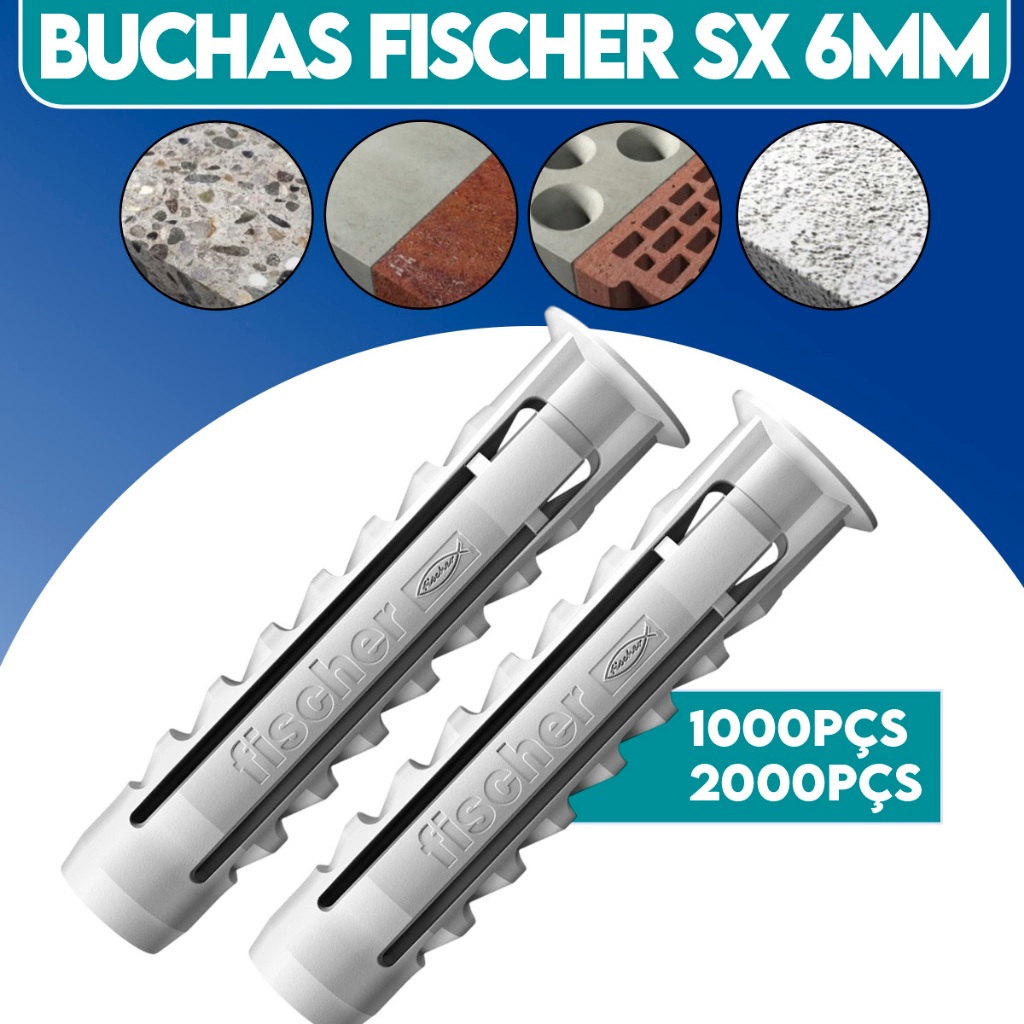 Unidades Bucha de Fixação Com Anel Aba SX 6mm Fischer