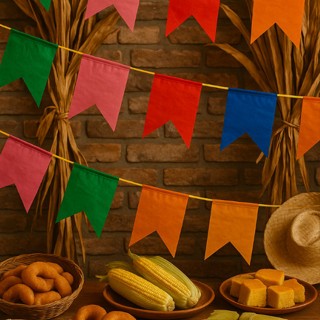 Kit Bandeirinhas De Papel Arraiá Festa Junina - Real Seda em Oferta na Shopee