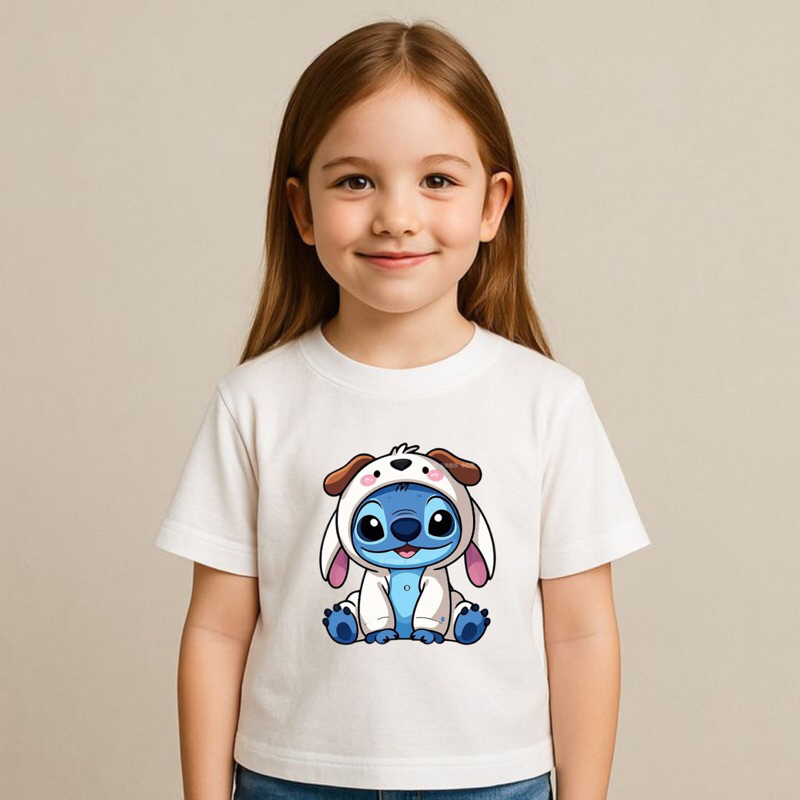 Camiseta infantil estampada Stitch camisa streetwaer para crianças blusa com desenho 100% Algodão confortável